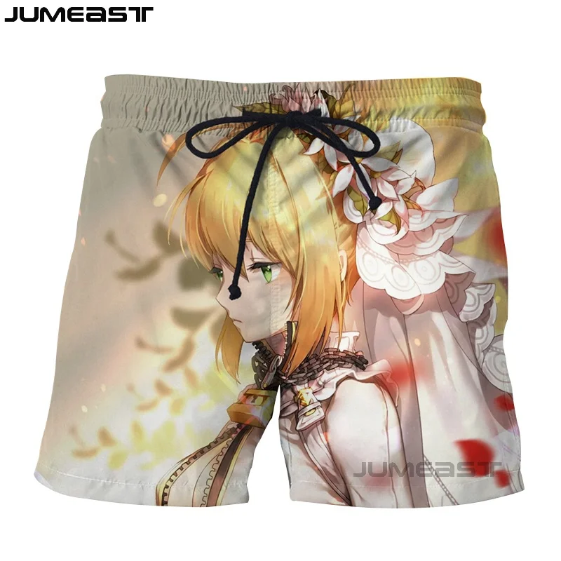 Jumeast бренд для мужчин/для женщин 3D печатных мультфильм аниме Fatestay ночные шорты мужские шорты для купания быстросохнущая пляжн