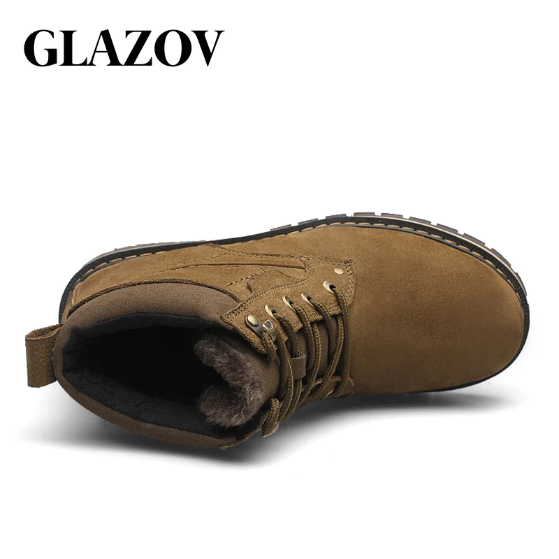Ceny GLAZOV marka Plus rozmiar 37 52 oryginalne skórzane buty męskie buty z futerkiem męskie buty zimowe ciepłe buty na śnieg wodoodporna praca