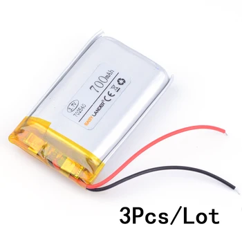 

3pcs/Lot 3.7V 700mAh Rechargeable li Polymer Li-ion Battery For bluetooth headset MP3 MP4 speaker mouse recorder 072540 702540