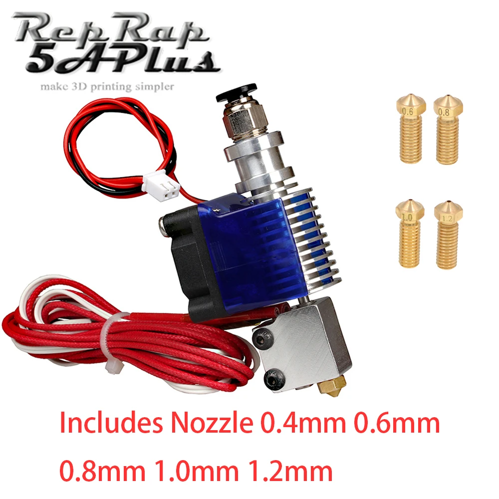 

3D Printer Print Head Extruder Volcano kit J-head Hotend with Cooling Fan with Nozzle 0.4mm 0.6mm 0.8mm 1.0mm 1.2mm for 1.75mm