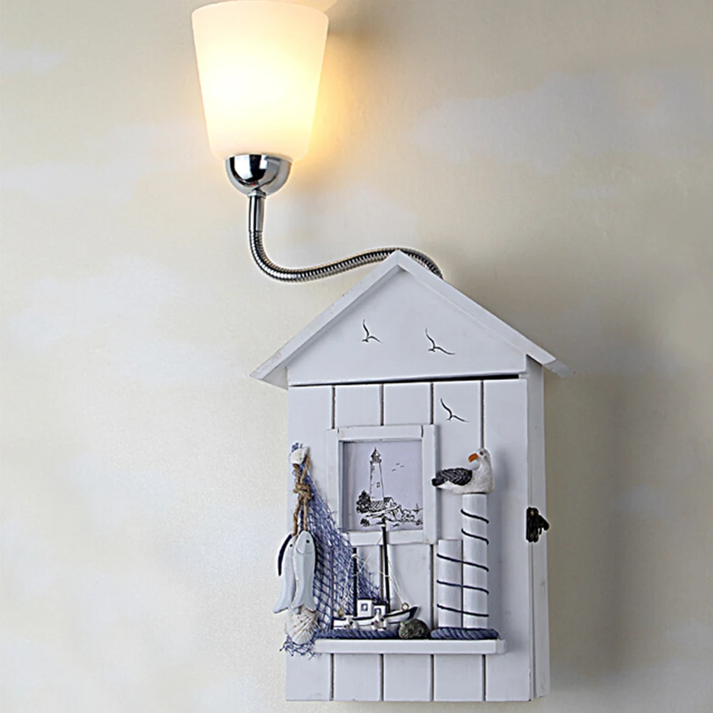 

Mediterranean House Pastoral Style Navy Wind Vintage Wall Lamp Children Room Kids Wall Lights for Home Bedside Lamp