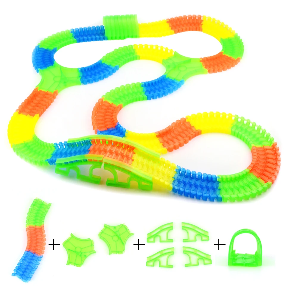 

Glowing Magic Plastic Track Play LED Light Up Magic Electronics Car Together DIY Toy Glow Race Track Set Toys For Children Boys