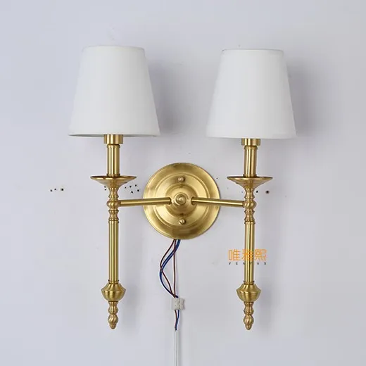 

Veayas Wall Lamp two lampshade Golden Wall Sconce Match E14 bulb 110V 220V Bedroom Aisle Stair Light