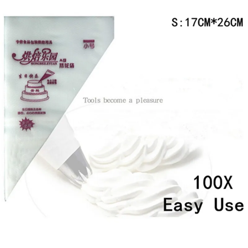 

100 PCS Large Size Disposable Piping Bag Icing Fondant Cake Cream Decorating Pastry Tip Tool ZQ870248