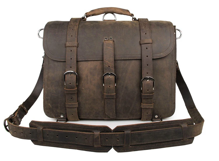 

Augus Crazy Horse Leather Laptop Bag Office Leather Bag High Quality Vintage Handbag Fashion Messenger Bag 7072R-3