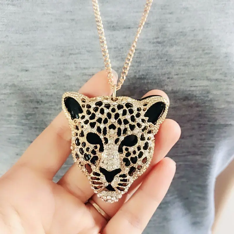 Ожерелье с подвеской из сплава с головой леопарда