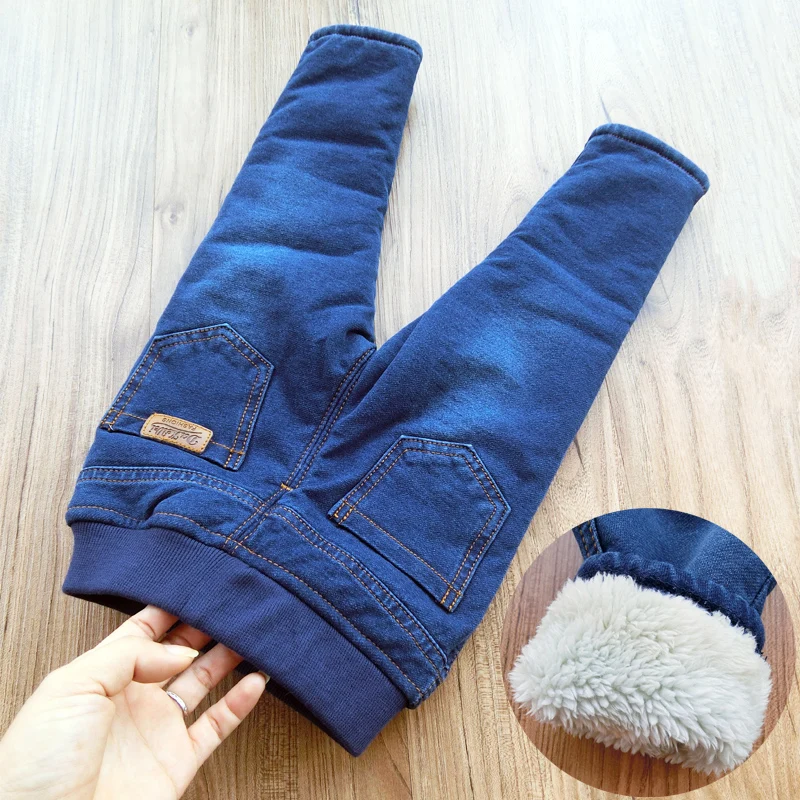 

Warm pants Kids Cartoon Pant Fashion Boy Girl Jeans Winter Thickening Kids Fashion Denim Pants Baby Jean Infant Clothing 1-6Year