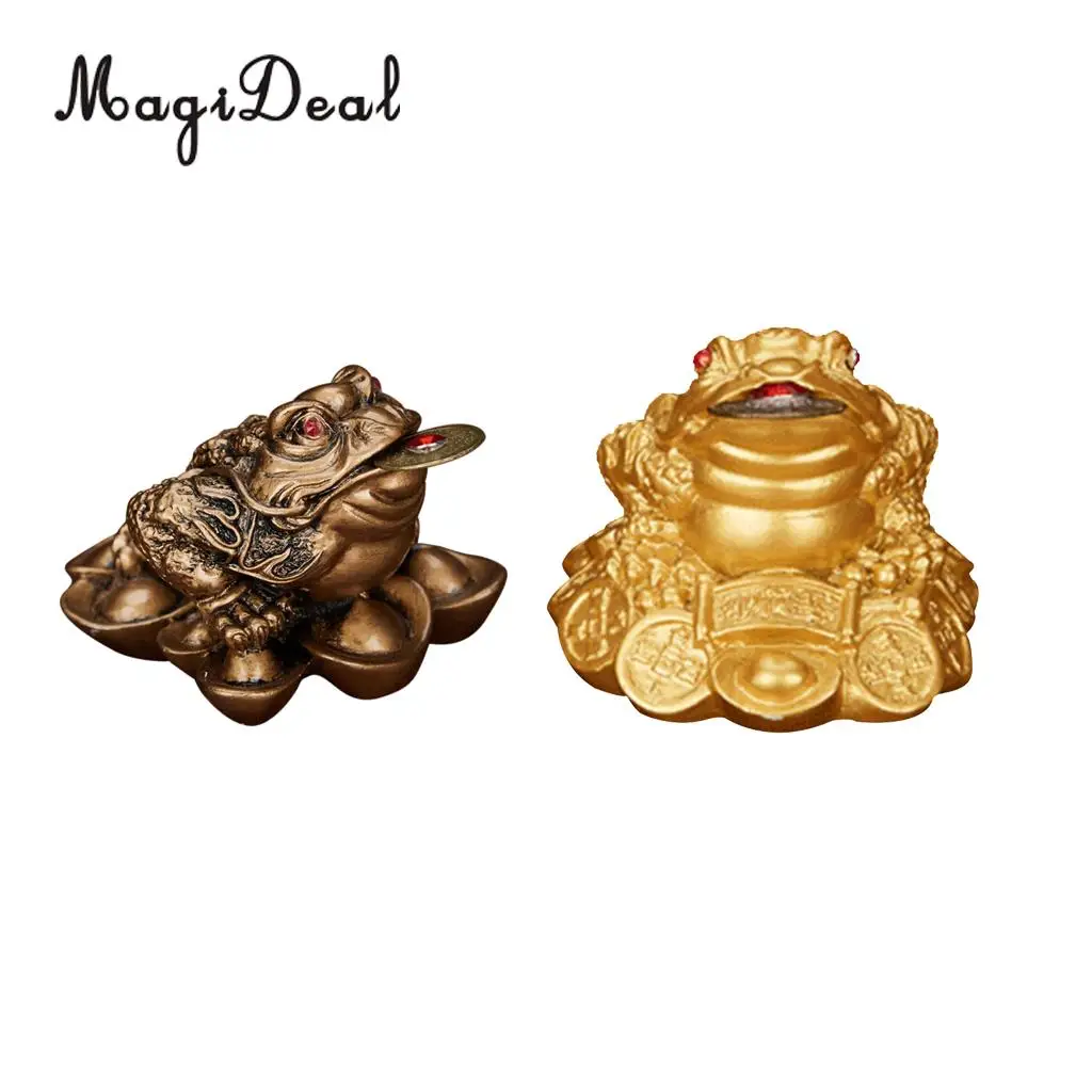 MagiDeal 2x полимерная фигурка лягушки на удачу Chan Chu Toad с монеткой для дома и