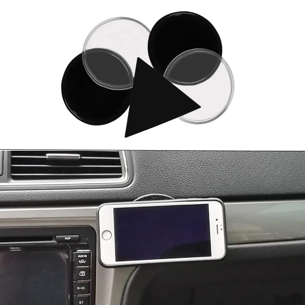 

1Pair Anti Slip Mat Auto Round Triangle Silica Gel Magic Sticker For Car Dashboard Premium Fixate Gel Pad Black/Transparent Mats