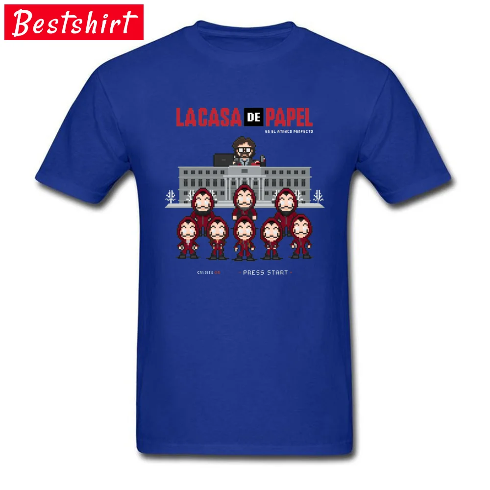 Gift Casual Summer/Fall 100% Cotton O-Neck Men Tops Shirt comfortable T Shirt Brand Short Sleeve T-Shirt Drop Shipping La casa de papel  12415 blue