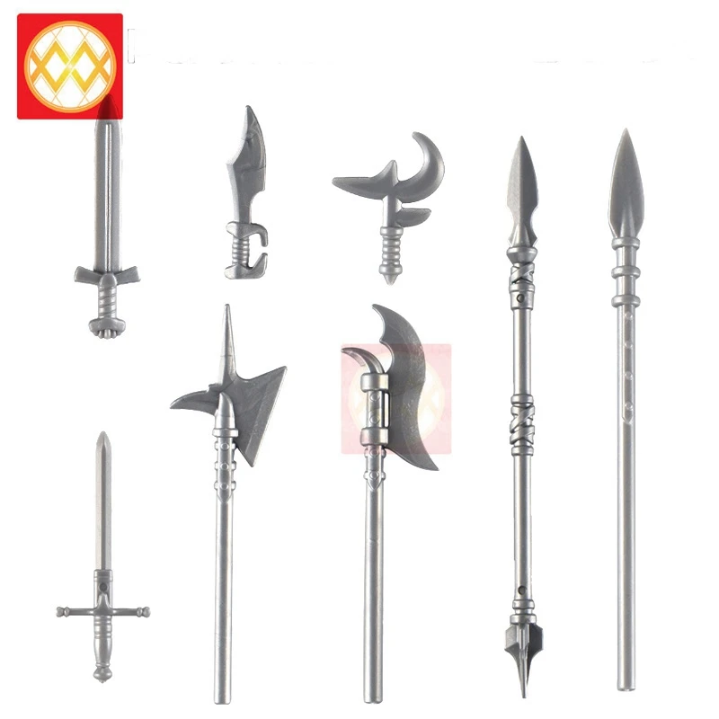 

1 Set Medieval Weapons Spear Sword Axe Halberd The Lord of Rings Weapons Juguetes Building Blocks Gifts Toys For Children