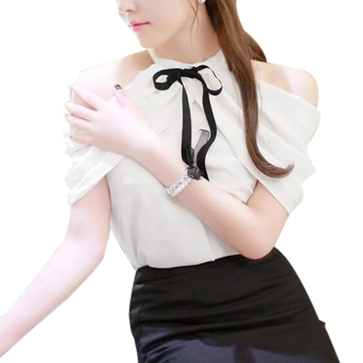 Zanzea 2019 الصيف قمم النساء البلوزات الرسن الرقبة Bowknot الشيفون قمصان مثير قبالة الكتف عارضة ضئيلة Blusas زائد حجم