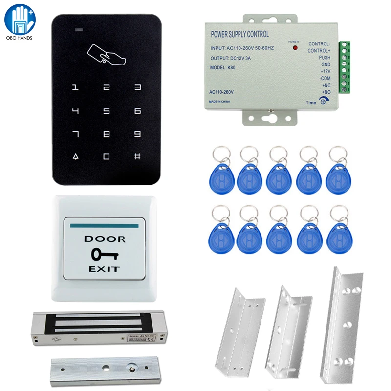 

Access Control System Kit Set T22 Access Control Machine+Electric Lock+Power Supply+Switch+Door Holder+5 ID Keyfobs