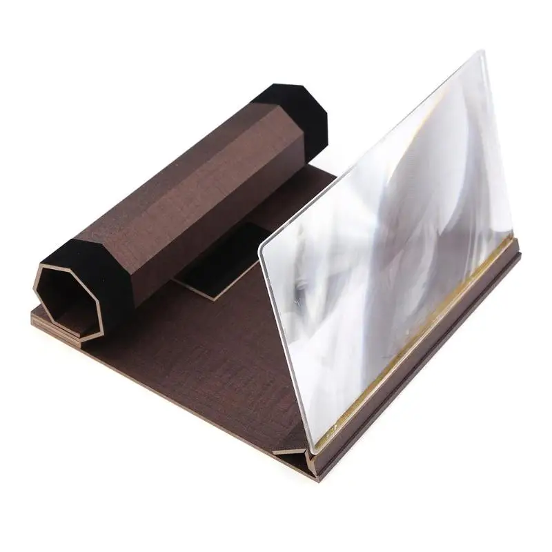 12 дюймовый мобильный телефон видео увеличитель экрана стереоскопический усилительный со стеклянным верхом HD деревянный кронштейн