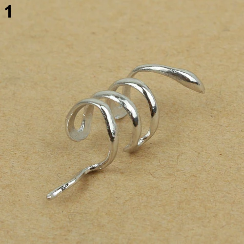 Women Fashion Unique Mini Snake Shape Cuff Wraped Clip Punk Earrings Jewelry Women Accessories Simple Round Circle Stud Earing