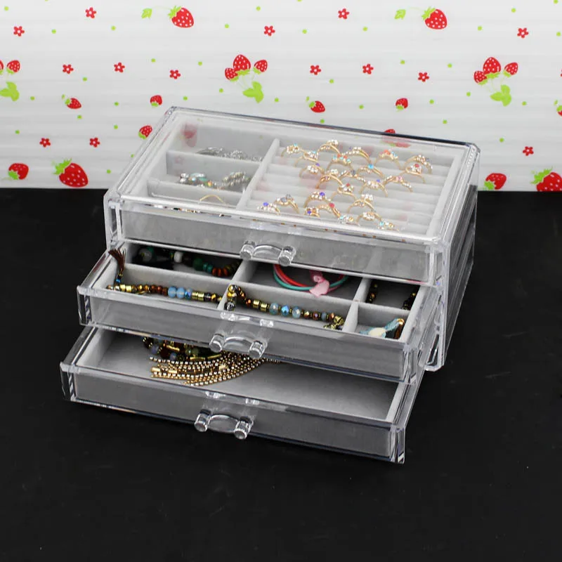 

New Small Jewelry Tray Ring Bracelet Earring Box Jewelry Case Jewelry Storage Organizer Drawers Type Clear Jewelry Storage Box