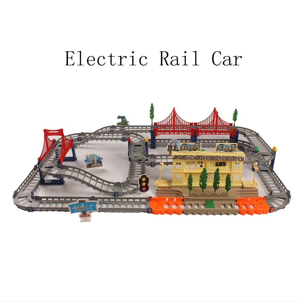 

2019 Railway Racing Road Puzzle Educational Simulation Safe Sets DIY Electric Rail Car Train Track Model Toy Gift For Kids
