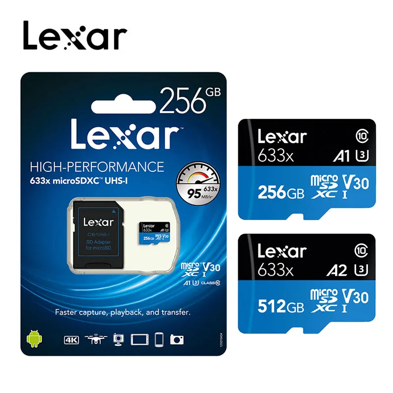 Lexar micro sd карта Горячая 633x UHS-I карты памяти высокая скорость/качество 512 Гб micro sd карта для смартфона реальная емкость