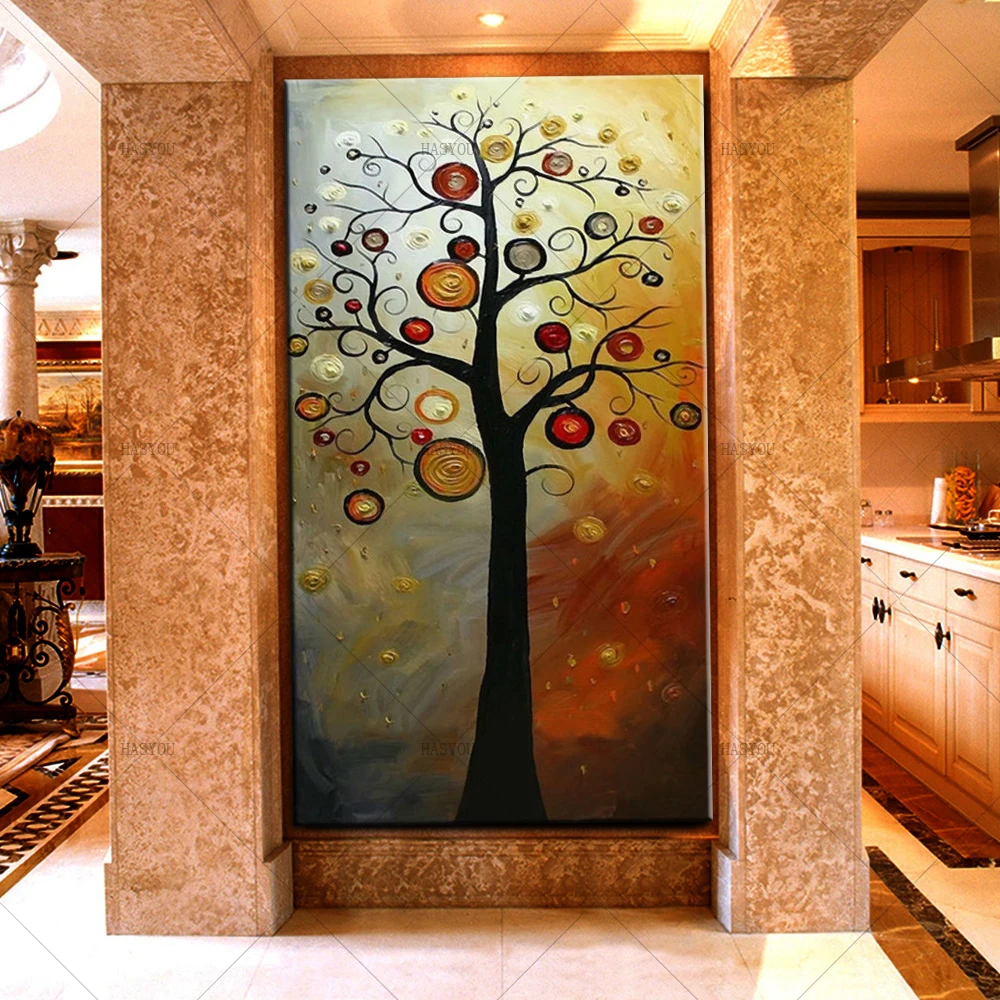 Abstract-Money-Tree-Oil-Painting-Modern-Large-Canvas-Art-Farmhouse-Wall-Decor-Wall-Mural-Poster-Decals