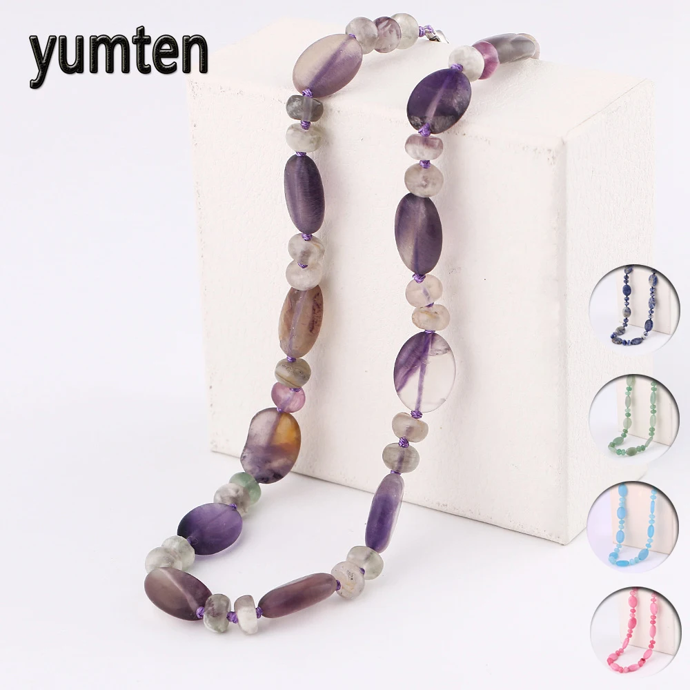 

Yumten Natural Amethyst Necklace Crystal Bead Chain Women Star Jewelry Stone Statement Accessories Gemstone Collier Homme Punk