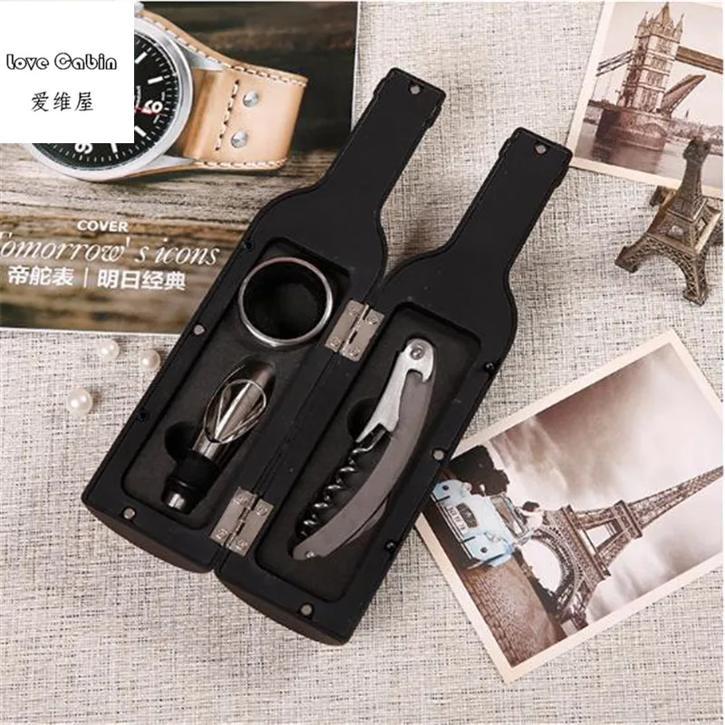 

3pcs Wine Bottle Gift Set - Bottle Opener, Drip Ring, Wine Pourer Wine Tool Set Corkscrew & Accessory Set wedding gift