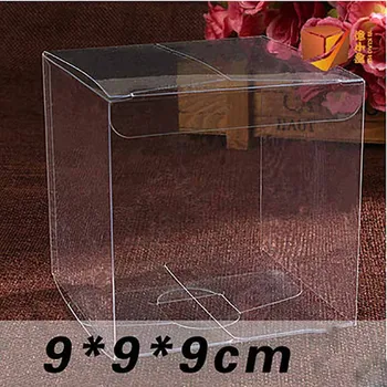 

1lot=10pcs 9*9*9cm clear gift Box different sizes square shape pvc package Box Plastic Packaging Box For Souvenir/Candy/wedding