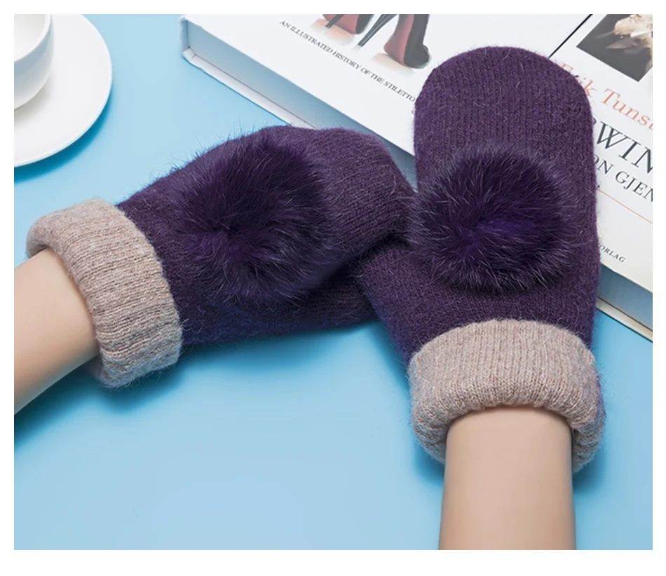 MOLIXINYU/Новинка года; Зимние перчатки для детей; хлопковый помпон; варежки для девочек; детские вязаные перчатки для детей; унисекс