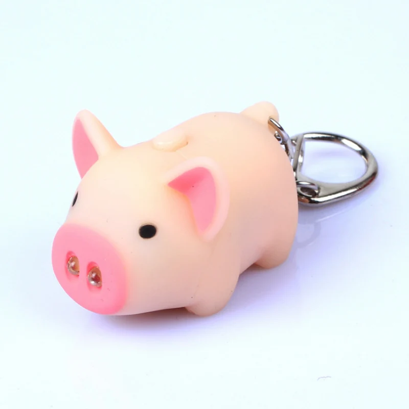 Nuevo inrrabc Hot 3 colores lindo divertido cerdo Led Llaveros linterna sonido creativo niños juguetes luz Llaveros joyería Llaveros