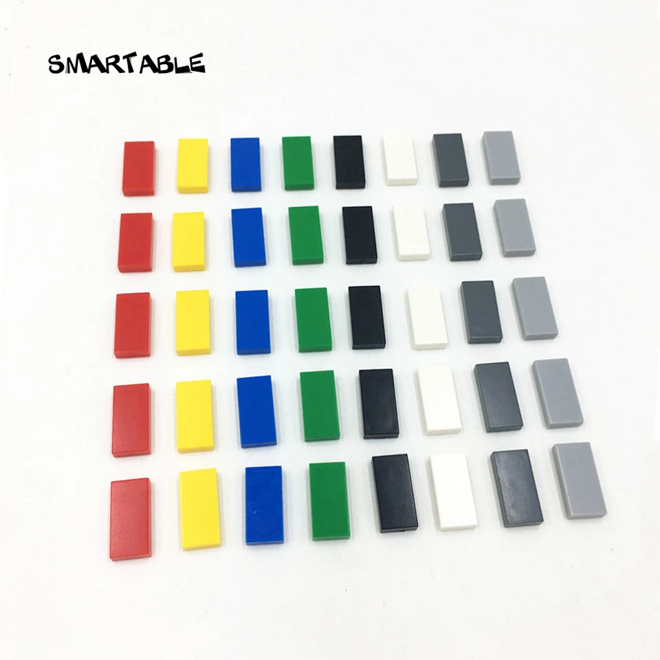 Smartable Tile 1x2 с пазом плоские шпильки строительные блоки MOC части DIY игрушечный набор