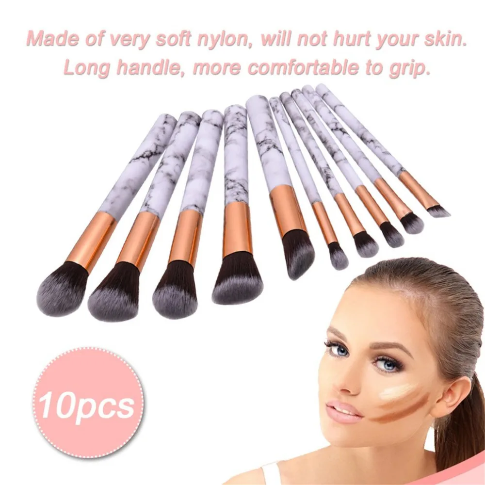 

1 set Marbling Pattern 10pcs/set Beauty Makeup Cosmetics Brushes Foundation Powder Eyeshadow Soft Nylon Brush Set new