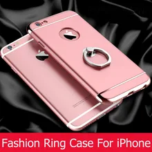 Чехол из розового золота для iPhone 7, 8 Plus, X, XR, XS Max, Жесткий Чехол из поликарбоната с кольцом для APPLE 6, 6 S, противоударный чехол для телефона, Coque для женщин