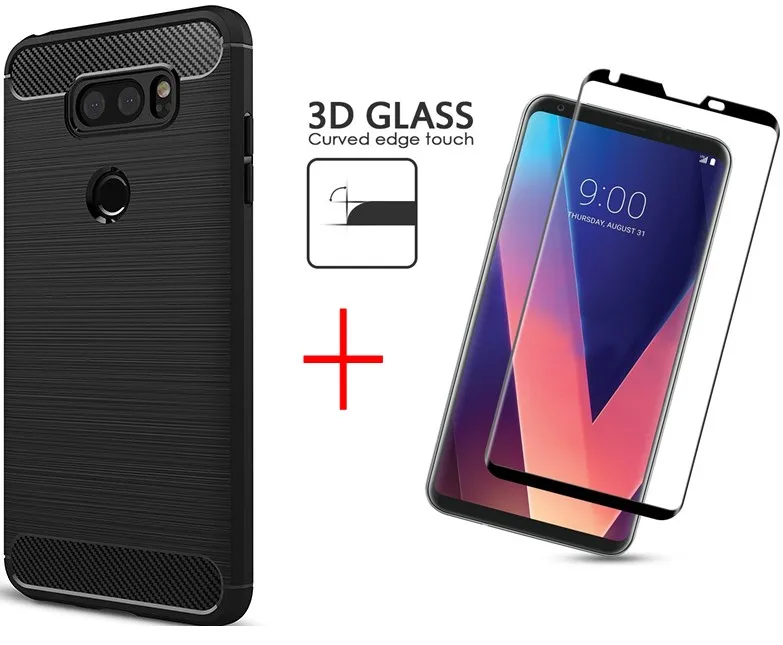 Для Fundas LG V30 Чехол Мягкий ТПУ/углеродное волокно чехол для и 3D изогнутый полный