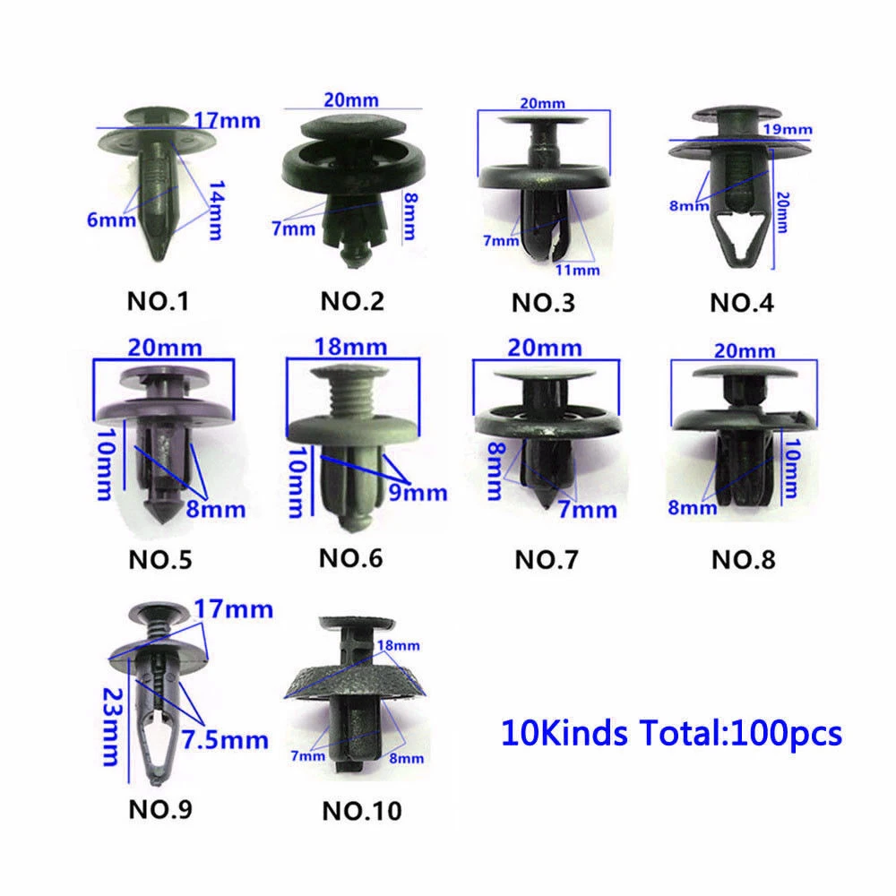 

Accessory Fastener Clips 100pcs Trunk Screw Rivets Set Bumper Fender Auto Plastic Mixed Replacement Automotive