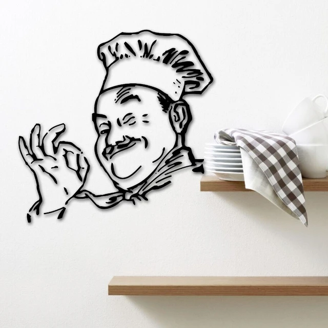 Stickers Cuisine Dessin Chef - Autocollant muraux et deco