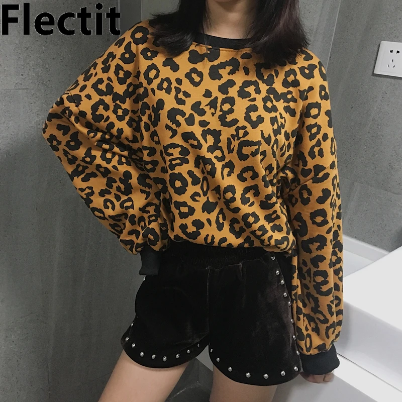 fashion Women's autumn Casual Long Sleeve Leopard Printed