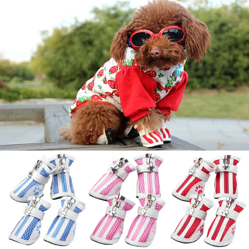 4 Pcs/ Set Cute Pet Dog Shoes Puppy Anti Slip Shoes Winter Warm Boots