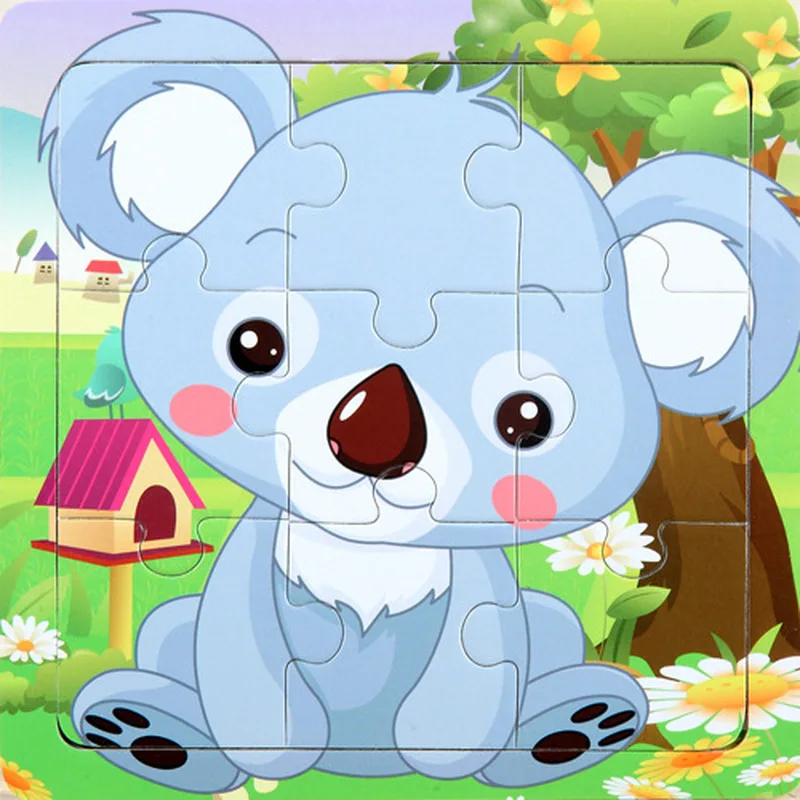 Children's Toys Cute Cartoon Animal Wooden Children Puzzle Baby Brain Teaser Child Tangram Shapes Jigsaw Board