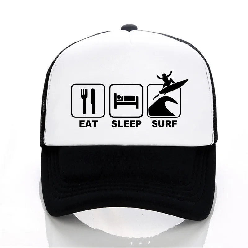 Eat Sleep Surf шляпа для активного отдыха, летняя шапка для серфинга, Солнцезащитная шапка для мужчин и женщин, модная сетчатая Кепка для водителя грузовика - Цвет: Многоцветный