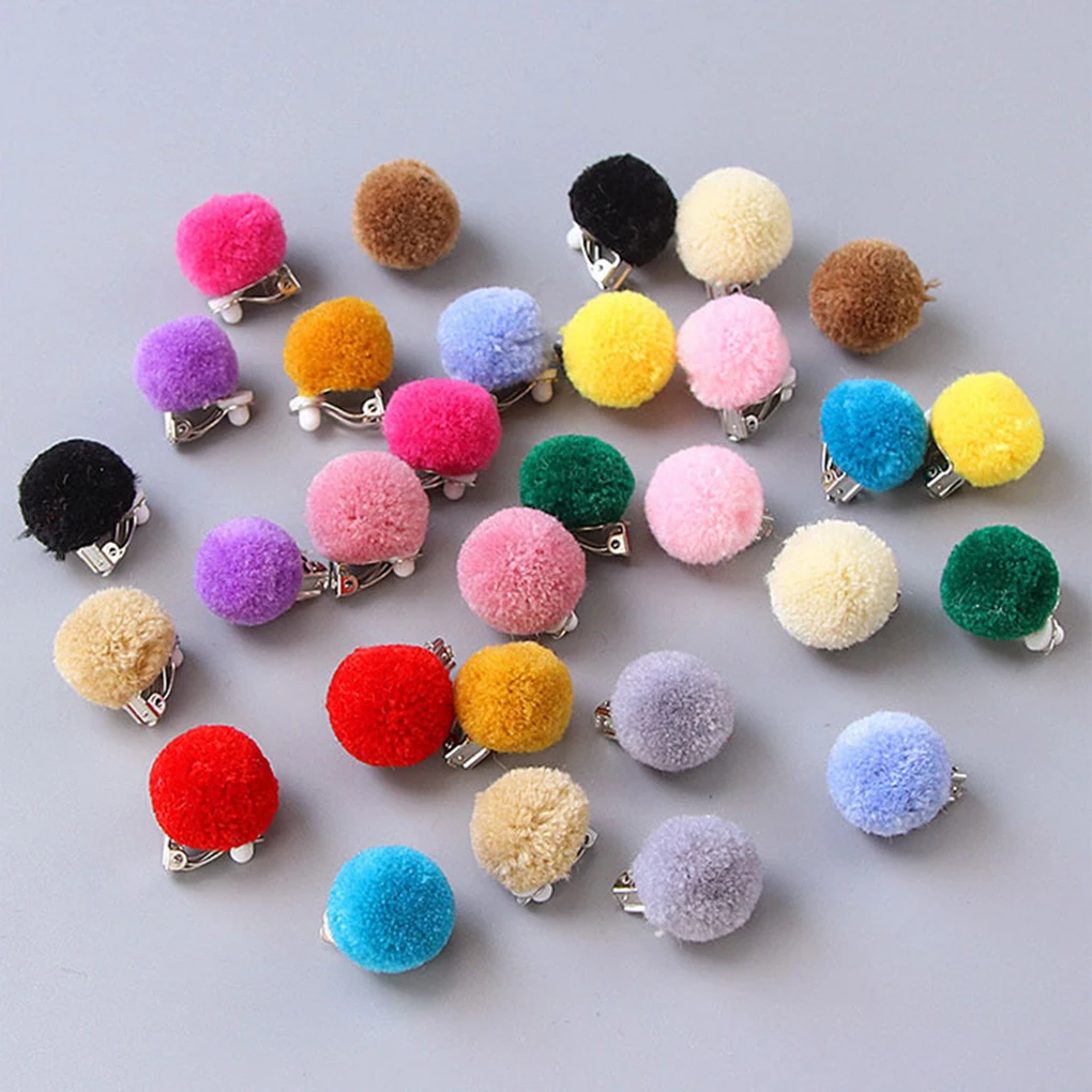 

1 Pair Kids Pom Pom Ear Clip Plush Ball Kid Girls Children Clip No Piercing Earrings Jewelry