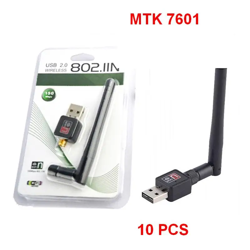 

10pcs a lot MTK7601 chipset 150Mbps usb wifi wireless adapter mini network card adapter with retail box track number antennas