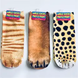Модные женские туфли Для мужчин 3D тигр кошка собака Животные лапу печати носки Kawaii Короткие хлопковые носки милые укороченные носки