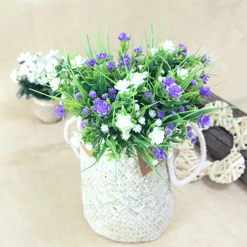 Flone Artificial Gypsophila Flower Plastic Bouquet Fake Flower With Vivid Grass Home Party Decoration Wedding Garden Decor Art (1)
