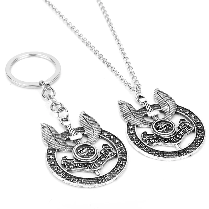 dongsheng New Punk Gothic Necklace Emboss Angel Sword Scorpion Band Commemorative Pendant Keychain for Men Woman Jewelry -30 | Украшения и
