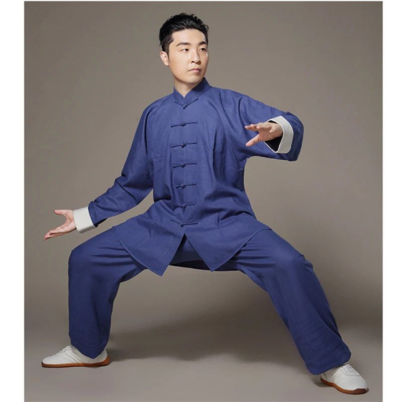 

Taiji Linen Clothing Bruce Lee Vintage White Cuff Chinese wing chun Kung Fu Uniform Martial Arts Tai Chi Suits