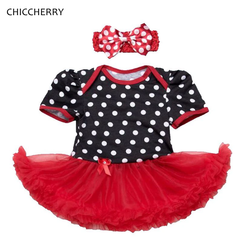 

Summer Polka Dots Baby Girl Dress Black Lace Petti Romper Newborn Tutu Sets Headband Vestidos Para Bebe Toddler Birthday Outfits