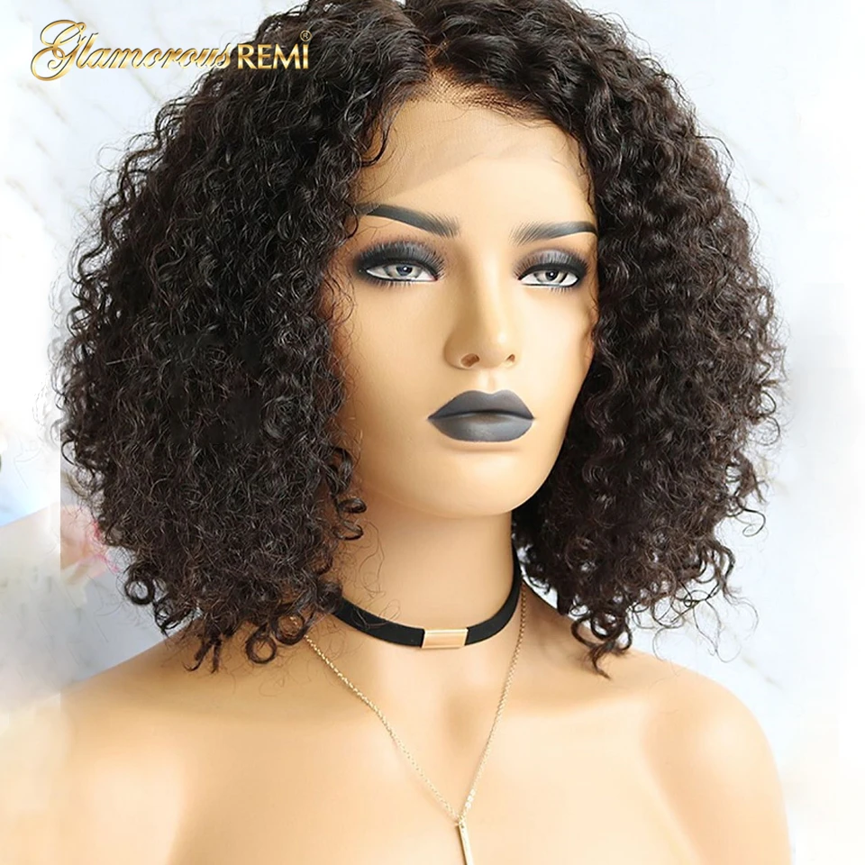  Short Bob Lace Front Human Hair Wigs Brazilian Kinky Curly Human Hair Wig For Women Full End 130 15