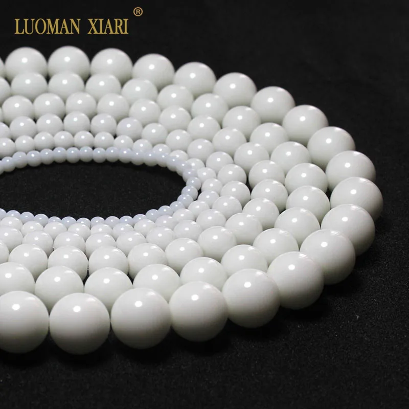 

Wholesale Natural White Porcelain Stone Beads For Jewelry Making Ceramic DIY Bracelet Material 4/6/8/10/ 12/14 mm Strand 16''