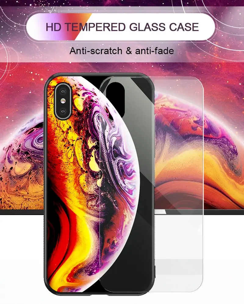 TOMKAS Space Glass Case for Xiaomi Redmi Note 5 6 Pro Cases for Pocophone F1 Silicone Cover Case for Xiaomi Redmi 4X Mi A2 Lite (4)