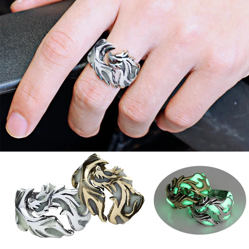 LNRRABC Party Allergy Free Adjustable Women Men Wedding Ring 1PC 2018 New Arrival Glow In The Dark Luminous Dragon Ring Hot Sale