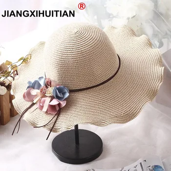 

2018 new summer new mom hat female child campaigners wave Flowers handmade strawhat women sun screen sun-shading beach cap